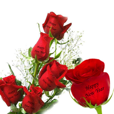 "Talking Roses (Print on Rose) (5 Red Roses) - Happy New Year - Click here to View more details about this Product